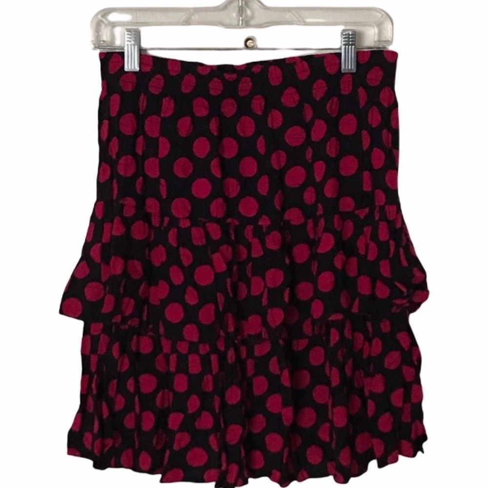 Cute Polka Dot Smocked Layered Flouncy Ruffle Skirt